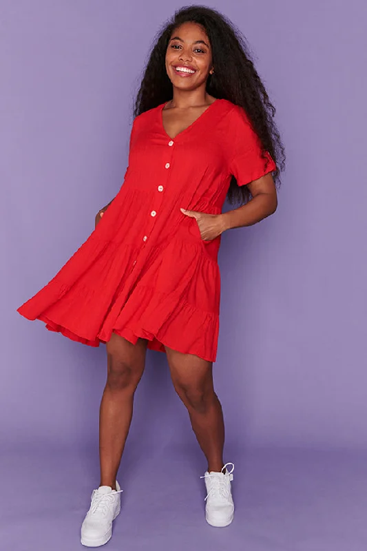 Women's Urban Fashion Poppy Red Dress