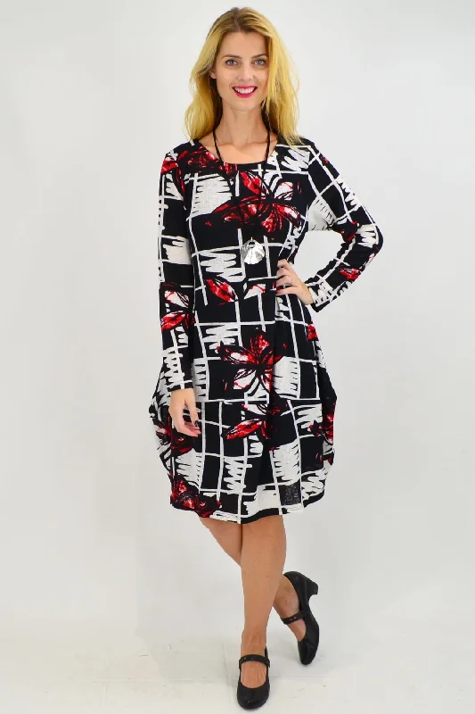 Flash Discount Red Butterfly Cocoon Tunic Dress