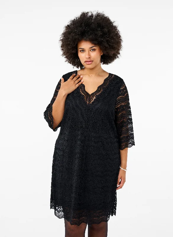 Women's Stylish Casual Garments Zizzi Dana Lace Dress in Black