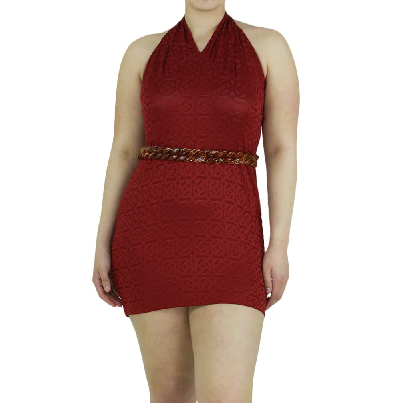 Modern Women's Outfit Women's Printed Casual Short Dress,Burgundy