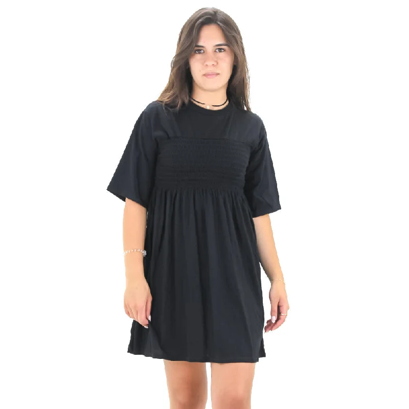 Women's Elegant Evening Outfit Women's Smocked Chest Short Dress,Black