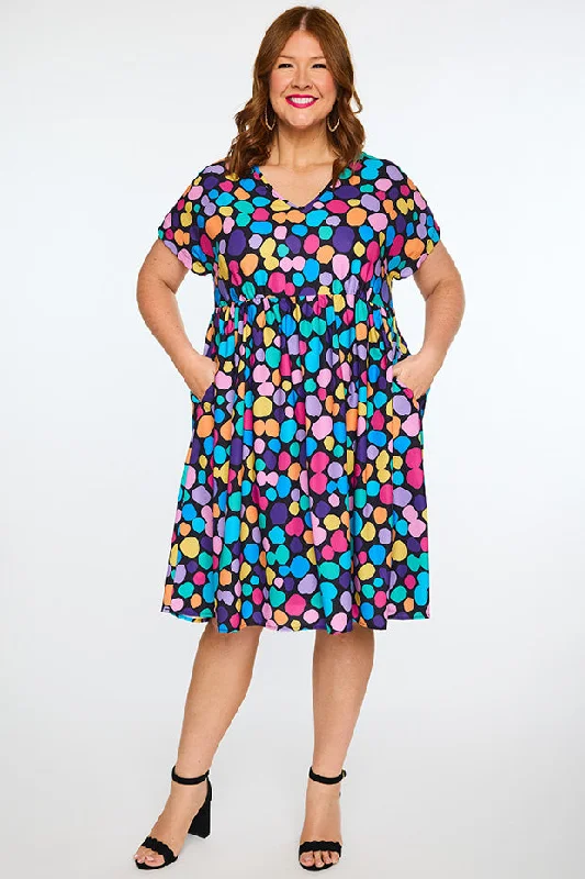 Trendy Casual Outfits Savannah Rainbow Pebble Spots Dress