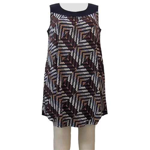 Women Clothes Brown Geometric Stephanie Cover Up Dress Women's Plus Size Dress