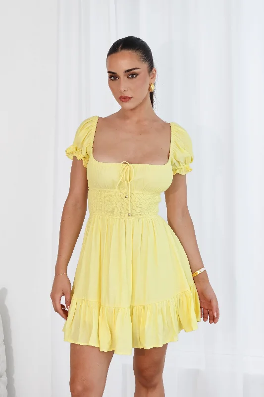 Women's Resort Garments LAVIE DRESS (SHORT) - YELLOW/LEMON