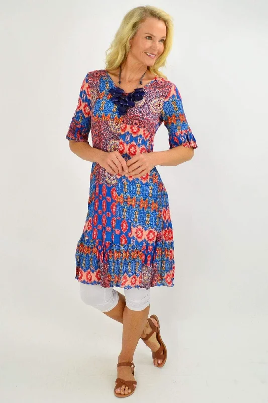 Women's Tailored Outfit Mayan Blue Tunic Dress