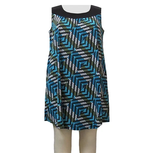 Online Boutiques Affordable Blue Geometric Stephanie Cover Up Dress Women's Plus Size Dress