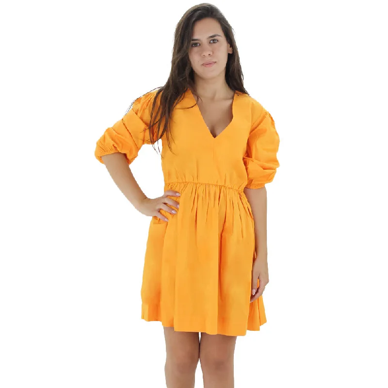 Women's Tops And Clothing Women's Puff Sleeve Dress,Orange