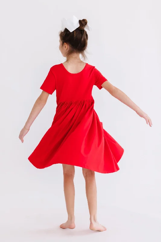 Elegant Women's Clothing Online Red S/S Pocket Twirl Dress