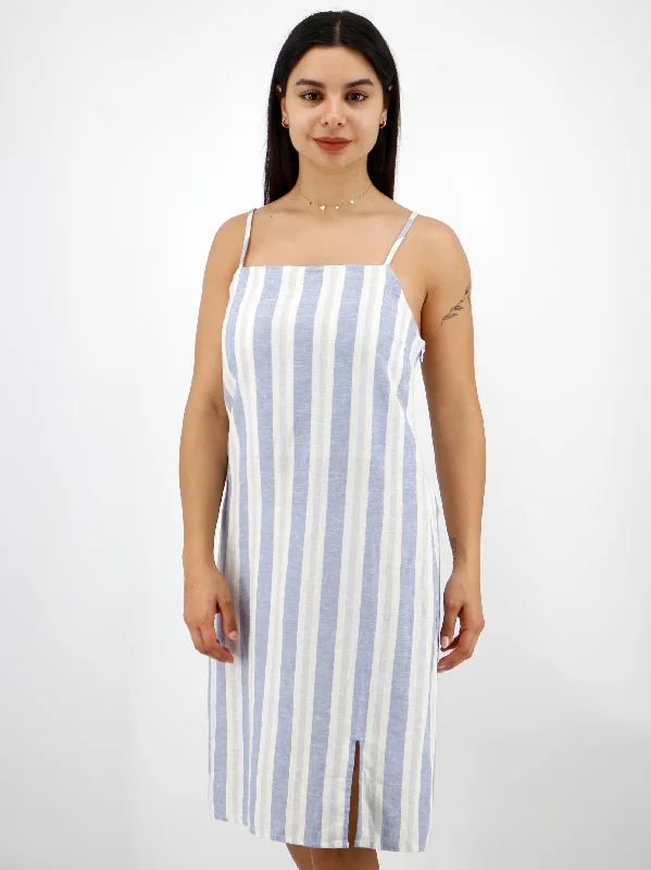 Affordable Women's Clothing Women's Striped Linen Dress,Multi