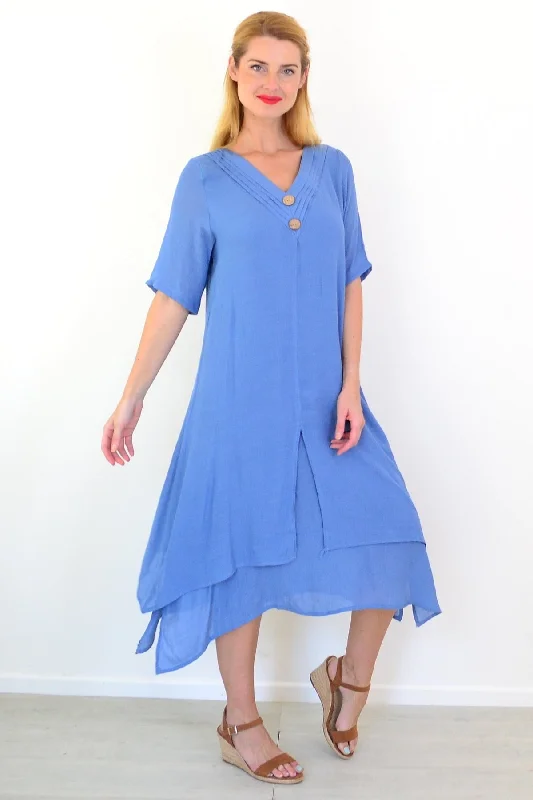 Comfortable Casual Women's Clothing Denim Blue Summer Tunic Dress