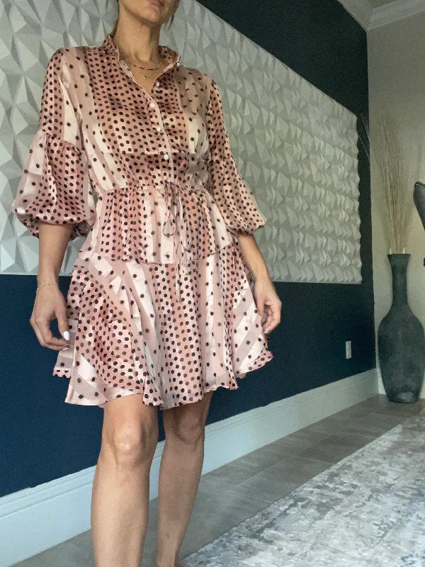 Women Wear Online Pink dot dress