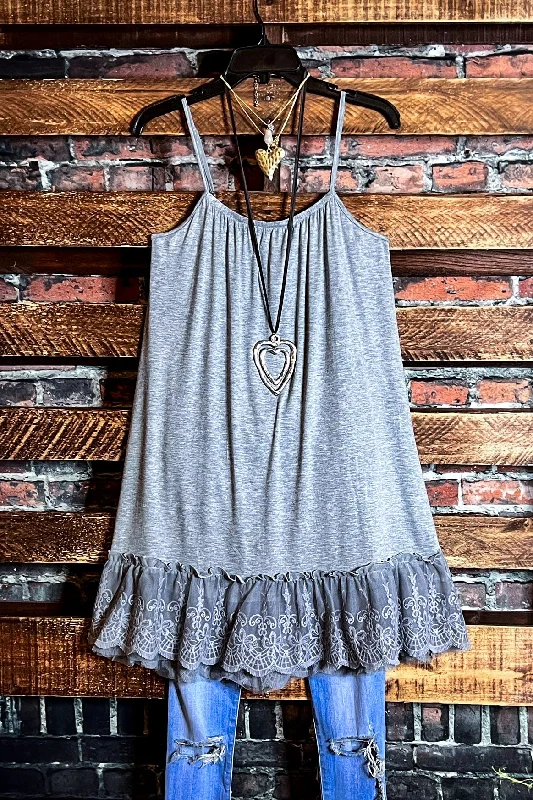 Casual Fashion SO THIS IS LOVE LACE SLIP DRESS EXTENDER IN GRAY