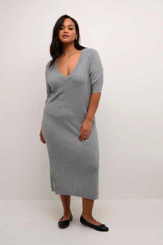 Women's Clothing With Trendy Designs Kaffe Curve Lona Knit Dress in Grey