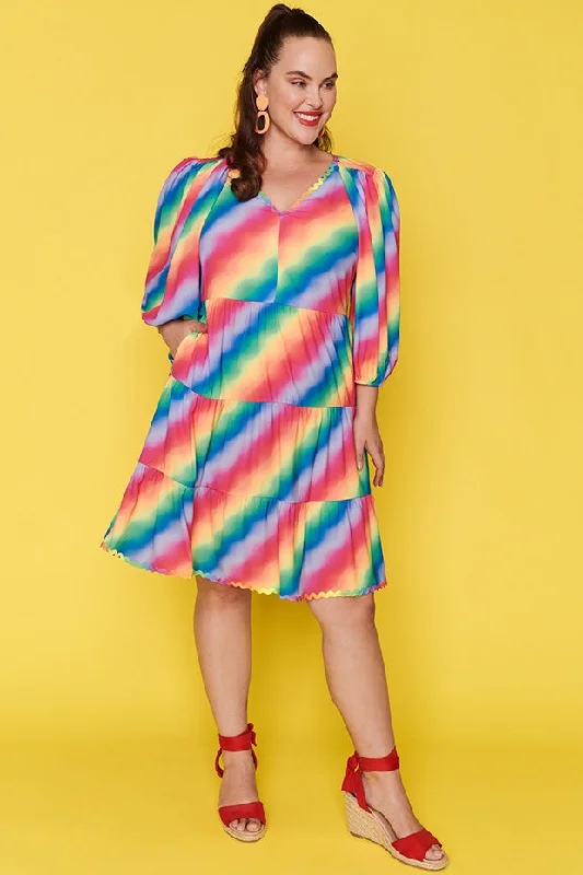 Chic Wardrobe Amanda Fluro Rainbow Dress