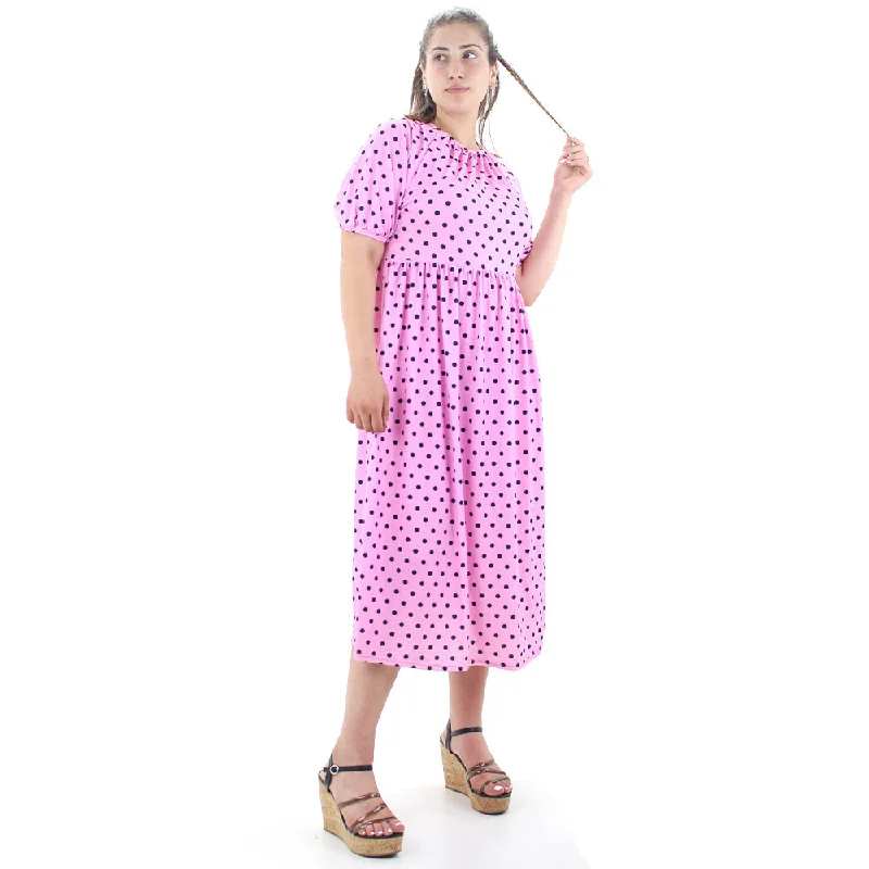 Stylish Savings Women's Polka Dots Oversize Dress,Pink