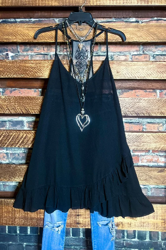 Women's Tops And Clothing SECRET LOVE TATTOO EMBROIDERY BLACK SLIP EXTENDER DRESS