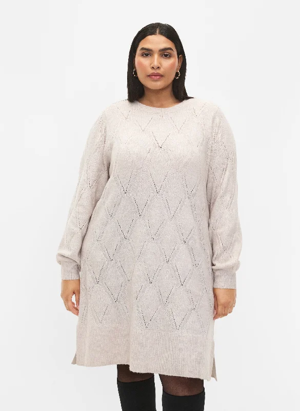 Eclectic Fashion Zizzi Ziggi Beige Dress