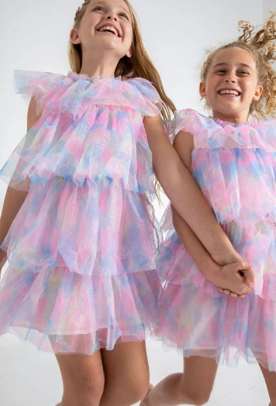 Plus Size Women Wear Water Color Tulle Dress