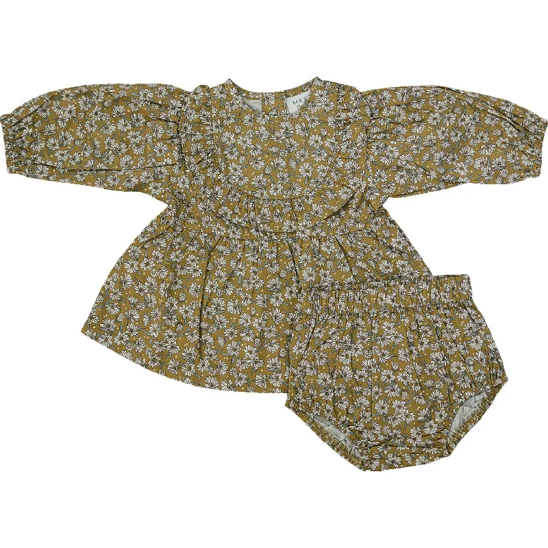 Sophisticated Outfits Mustard Magnolia Cotton Dress With Bloomers