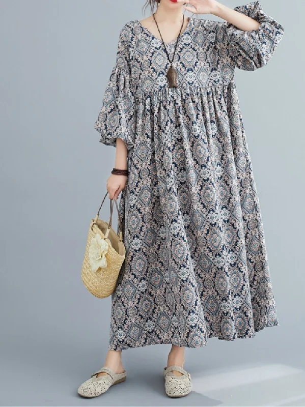 Women's Travel Garments Women's Stylish Spring and Summer Printed Smock Dress