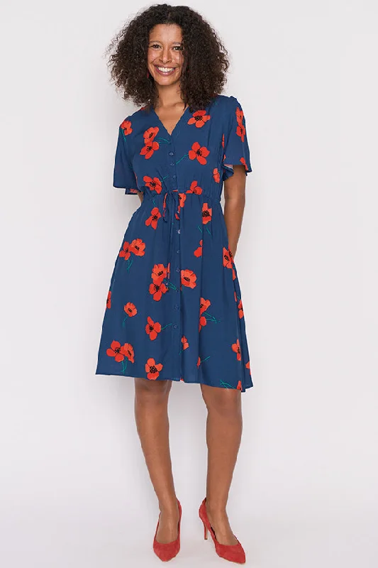 Women's Clothing For Work Jaz Red Poppy Fields Dress