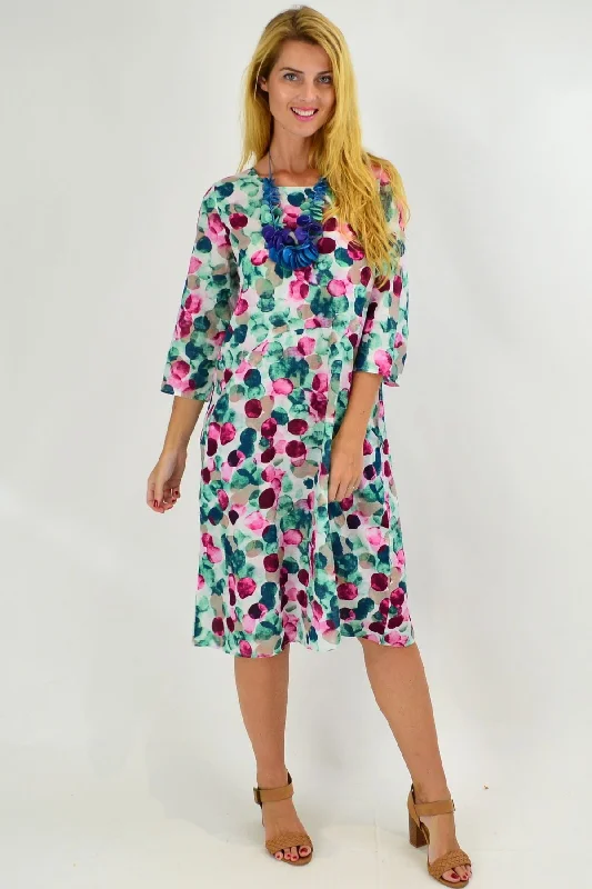 Relaxed Style Confetti Cotton Blend Tunic Dress with Pockets