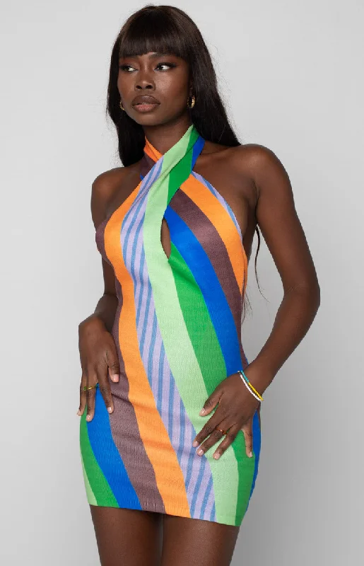 Vibrant Styles Flirtini Halter Dress Multi