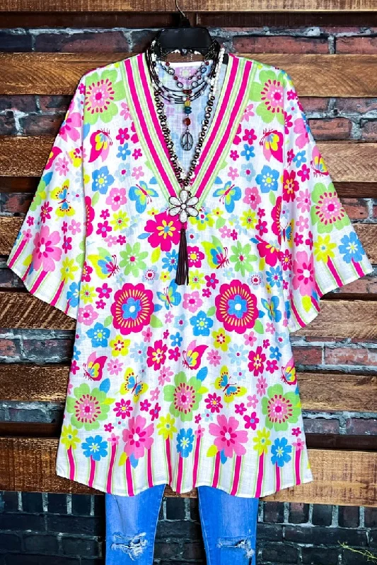 Women Wear Online BALI PEASANT TUNIC DRESS COVER UP IN MULTI- COLOR