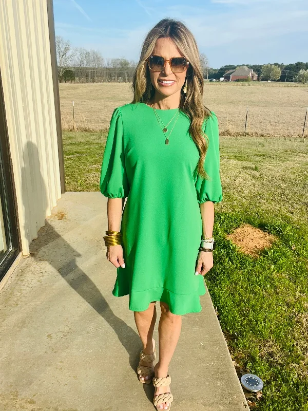 Sale On Clothing SWEET REMINDER DRESS- KELLY GREEN--FLASH SALE