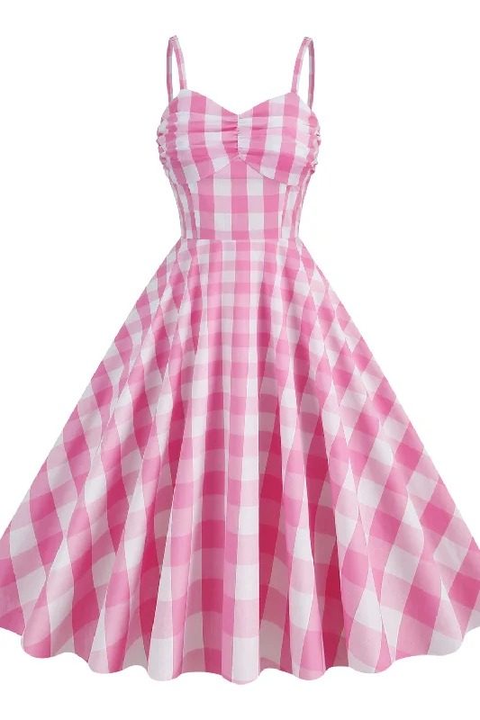 Women's Athletic Garments Straps Pink Plaid Barbie Dress