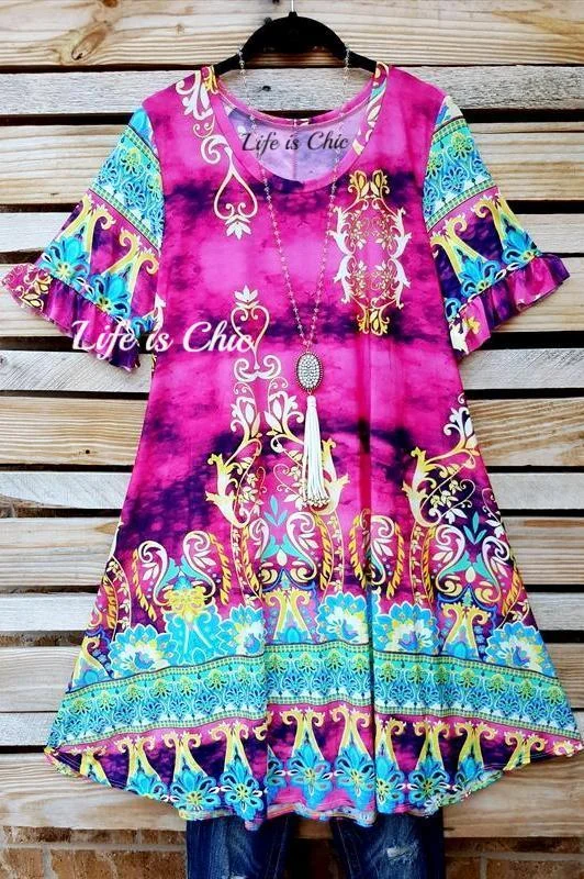 Stylish Women's Clothing SOMETHING SO SPECIAL DRESS DRESS IN FUCHSIA & MINT MIX