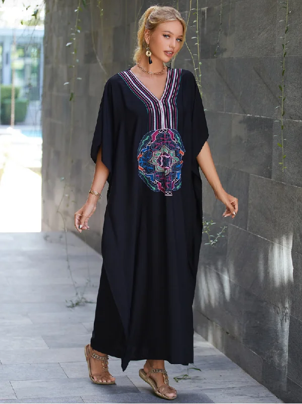 Clothes Of Woman All You Need Women's Rayon Black Kaftan Dress