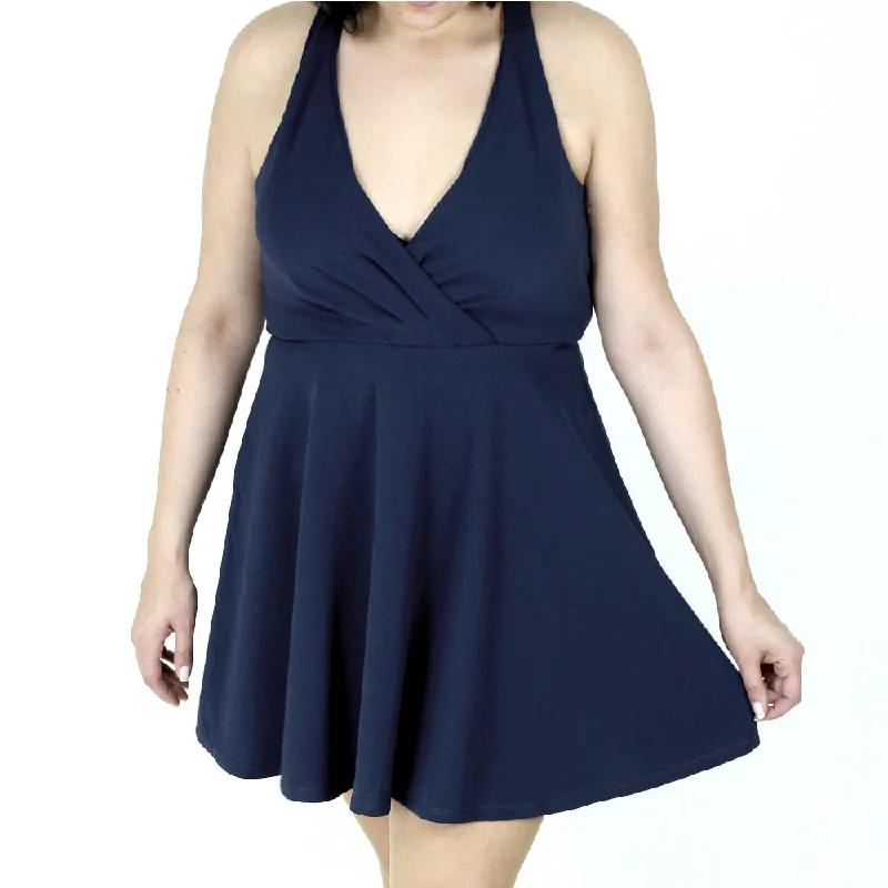 Women's Office Clothing Women's Crisscross-Back Fit & Flare Dress,Navy