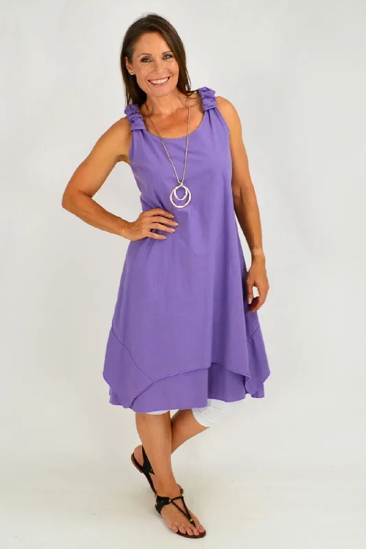 Women's Trendy Clothes Purple Overlay Tunic Dress