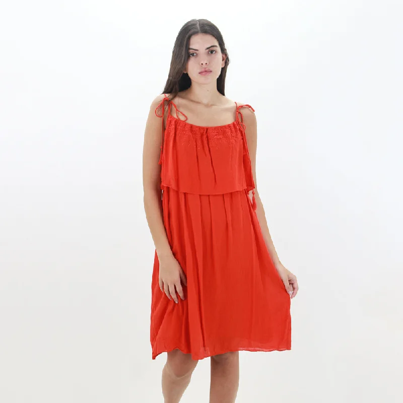 Women's Apparel And Garments Women's Ruffled Plain Dress,Orange