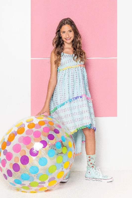 Women's Trendy Clothes St. Barths Blue Rainbow High Low Dress