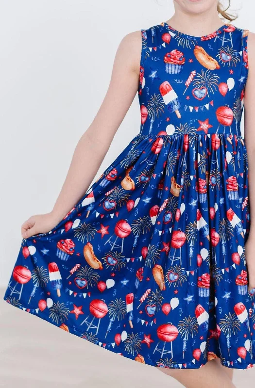 High End Women's Wear You Look Like the 4th of July Tank Twirl Dress