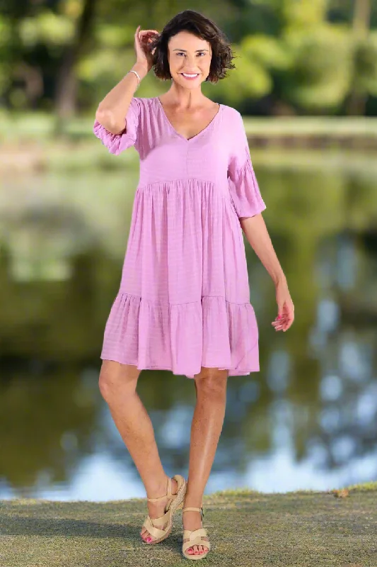 Chic Outfits Soft Pink Tiered Tunic Dress