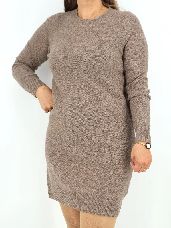 Trendy Women's Apparel for All Seasons Women's Plain Sweater Dress,Dark Beige