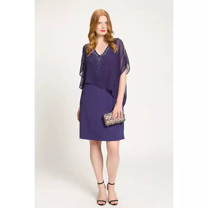 Graceful Fashion Ulla Popken Sparkle Front Dress in Purple