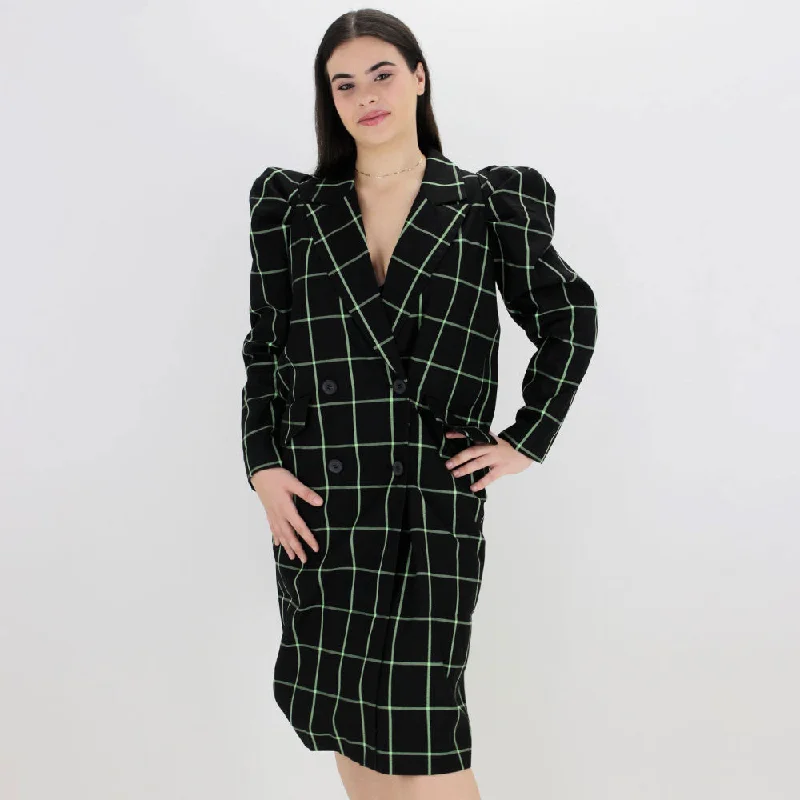 Clothing Sales Women's Plaid Regular Fit Dress,Black