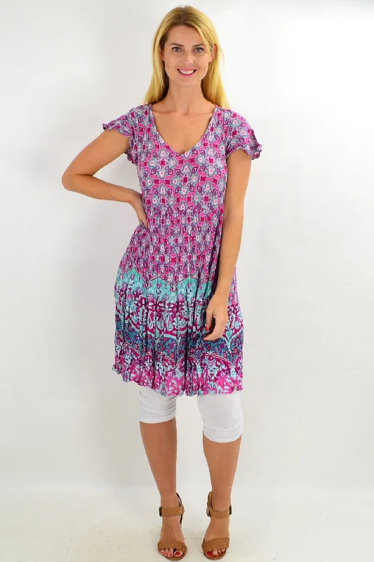 Affordable Fashion for Women Pink Tucson Tile Crinkle Tunic Dress