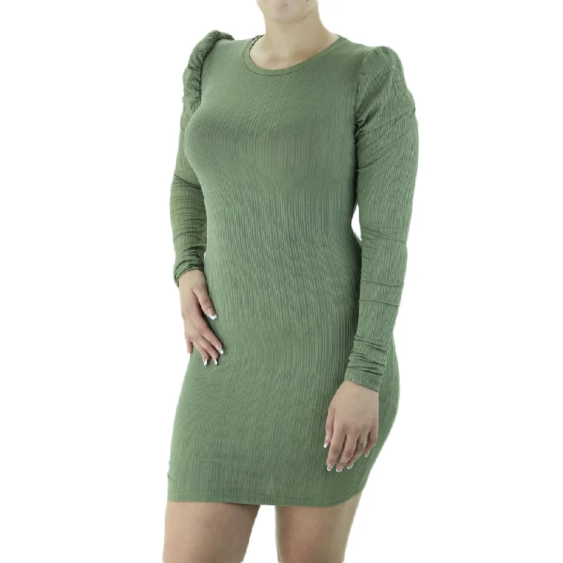 Women's Casual Outfit Women's Ribbed Sheath Dress,Olive