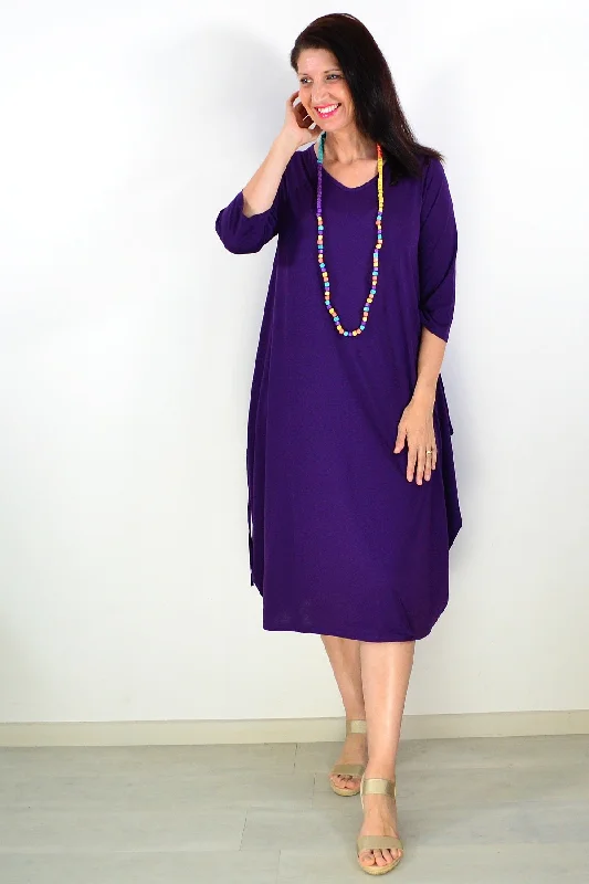 Women's Trendy Outfits Purple Relaxed Oversized Tunic Dress