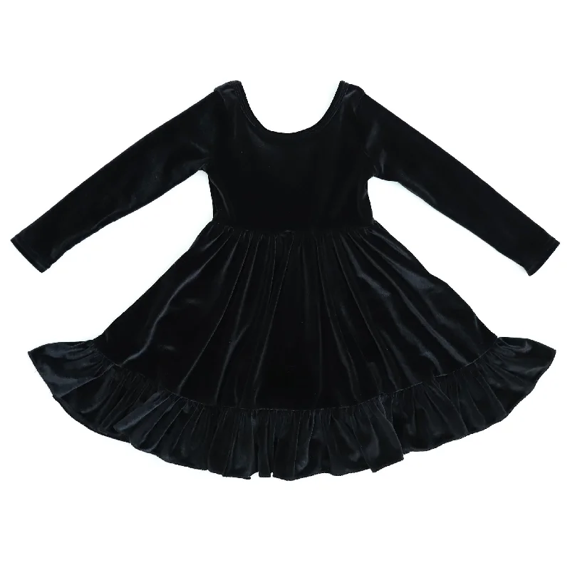 Women Wear Boutique Black Velvet Charm Dress