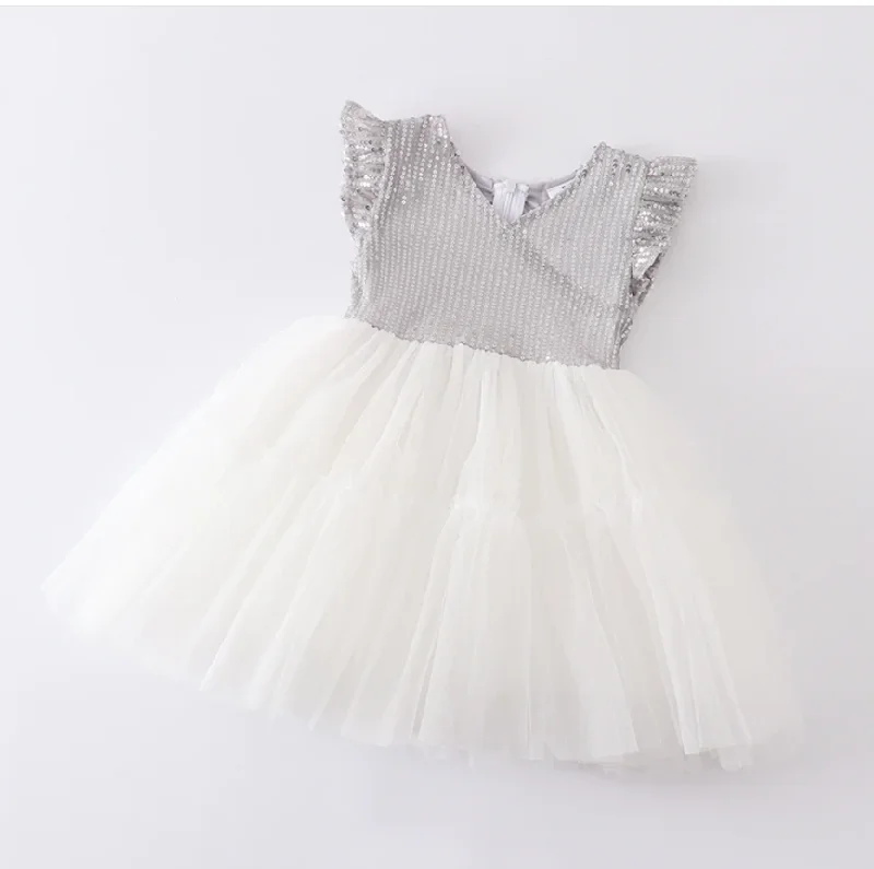 Women Fashion WHITE SPARKLE TULLE DRESS