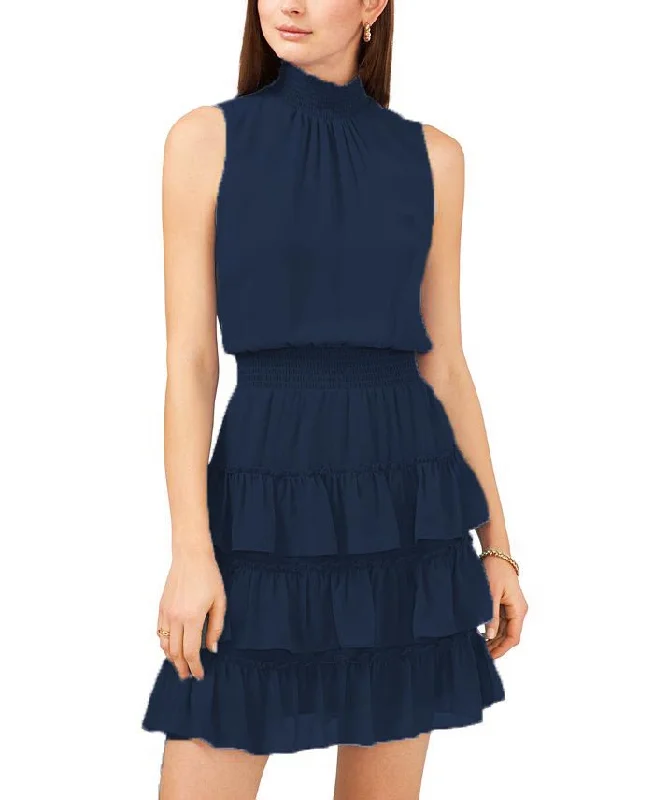 Fashionable Dresses for Women L - ssb navy smocked halter dress