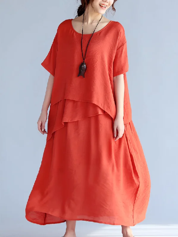 Modern Casual Clothing Women's Loose Elegance Solid Color Mid-Length A-Line Dress