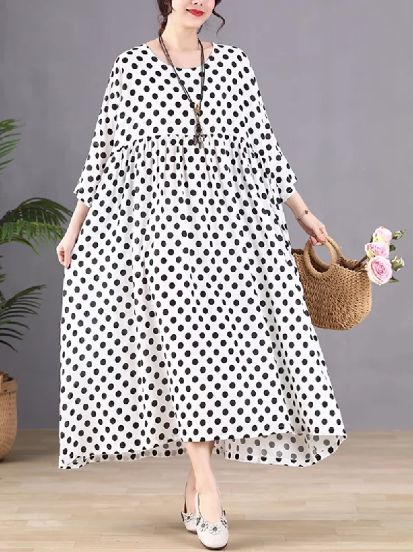 Workwear Fashion for Women Eye's Touching Women's Polka Dot Smock Dress