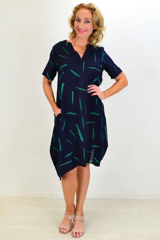 Women Wear Boutique Blue Green Splash Tunic Dress